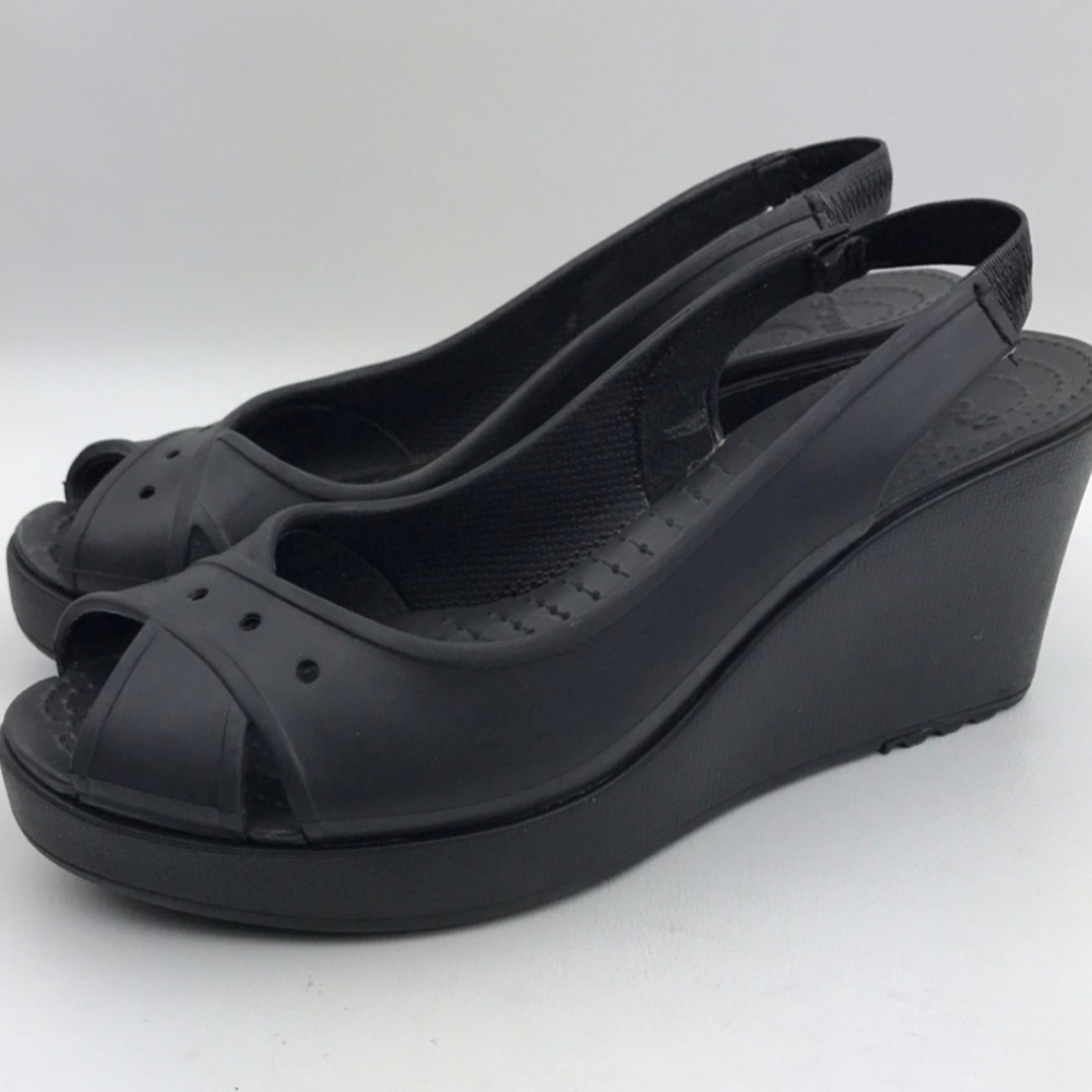 Crocs Farrah Slingback Wedge Sandals Open Toe